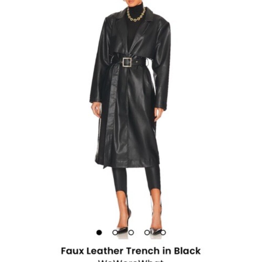 WeWoreWhat Faux Leather Trench in Black